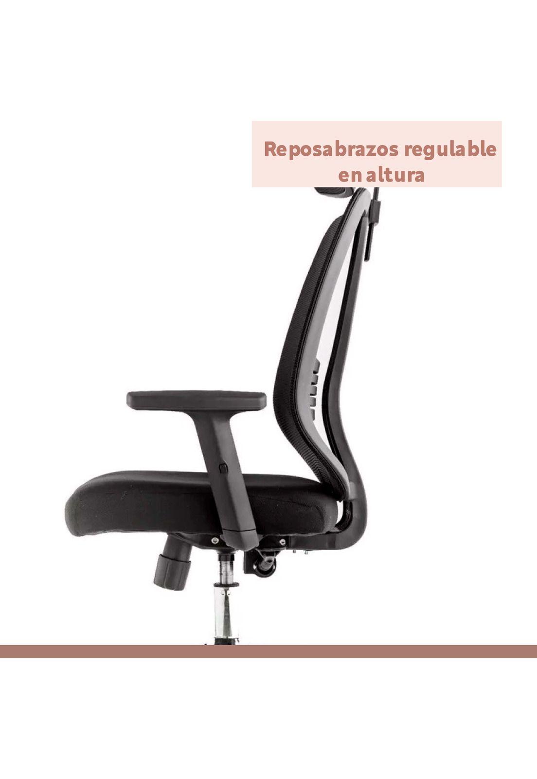 Silla de oficina mesh negra ejecutiva con apoyabrazos y cabeza-5