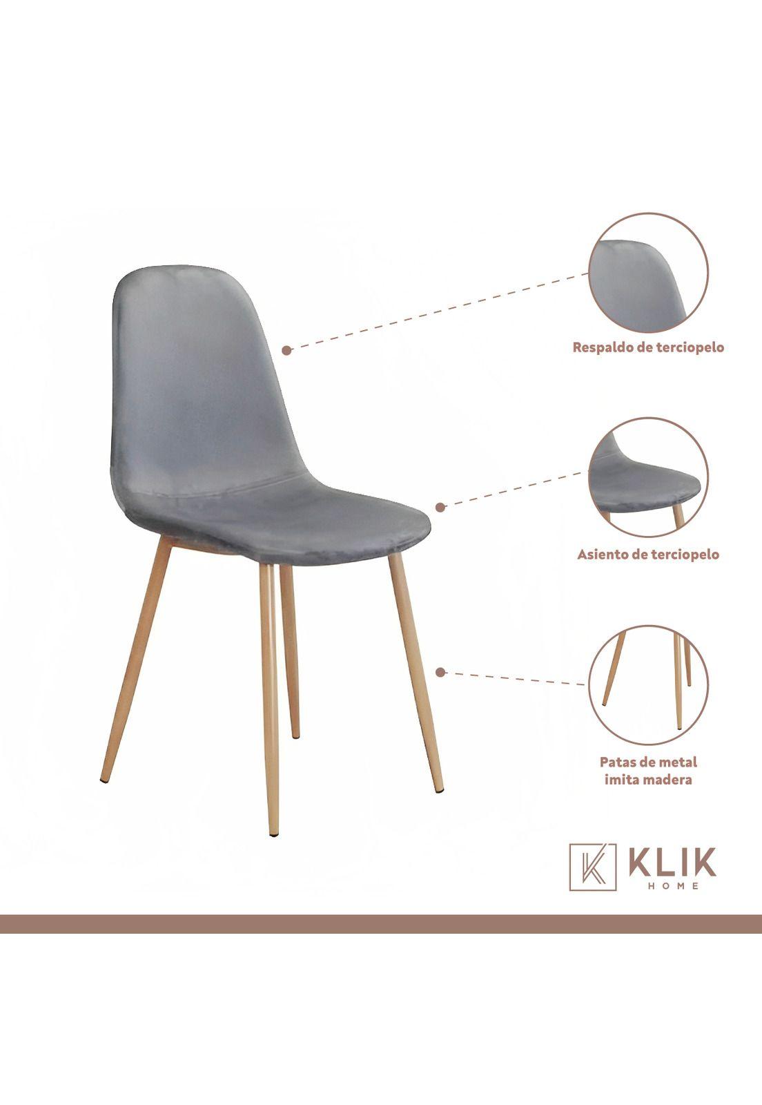 Comedor redondo de vidrio Cross 120cm + 5 Silla Spoon Velvet - Gris-3