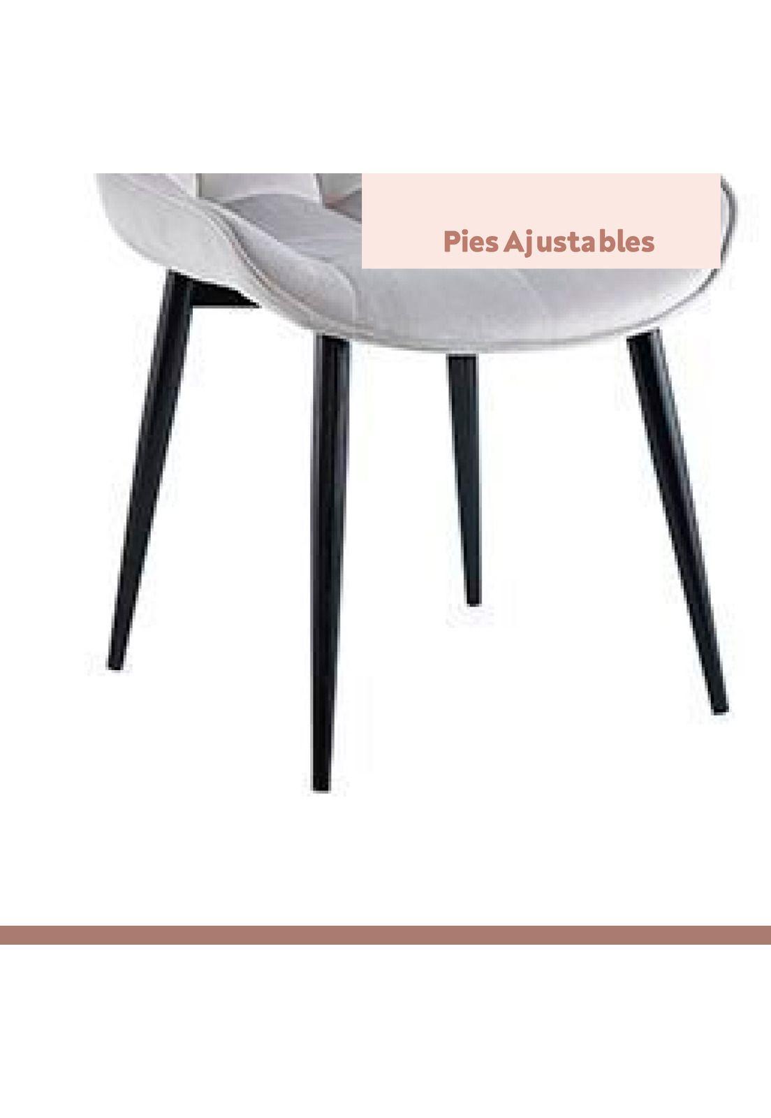 Comedor Mesa redonda de vidrio Cross 120cm + 5 Silla Macron Terciopelo - Gris-6