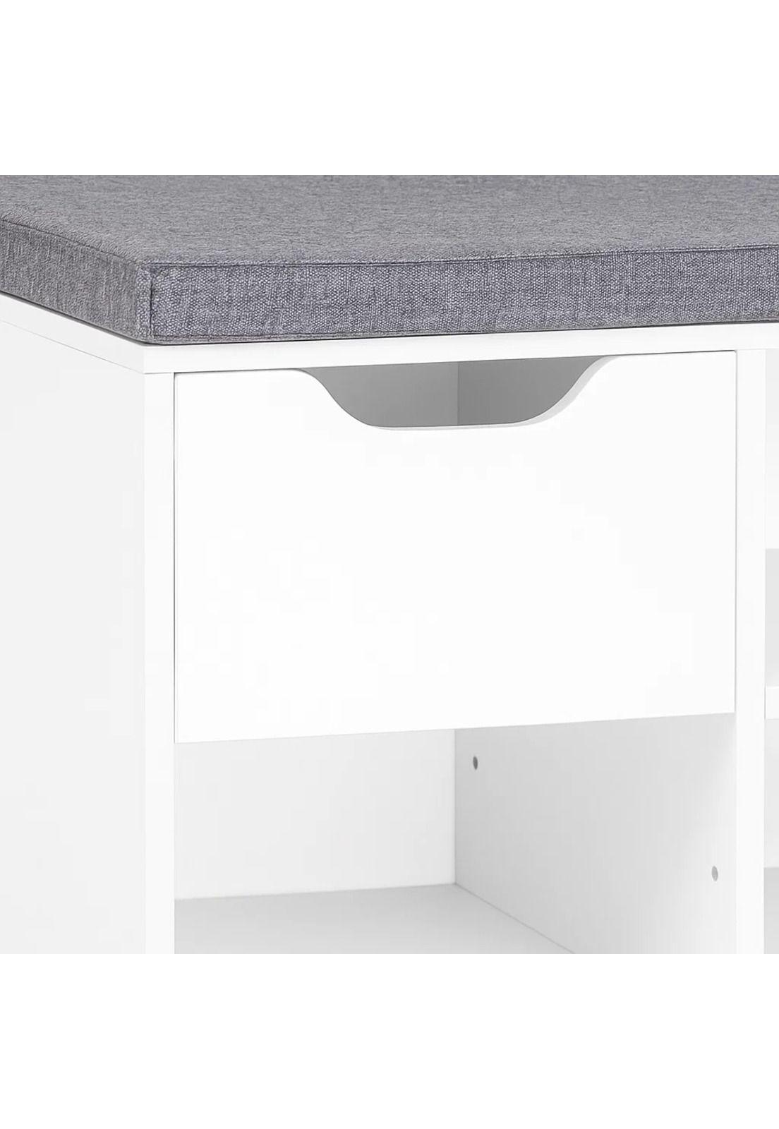 Banco Zapatero Blanco con Cojín y 10 Compartimentos-5