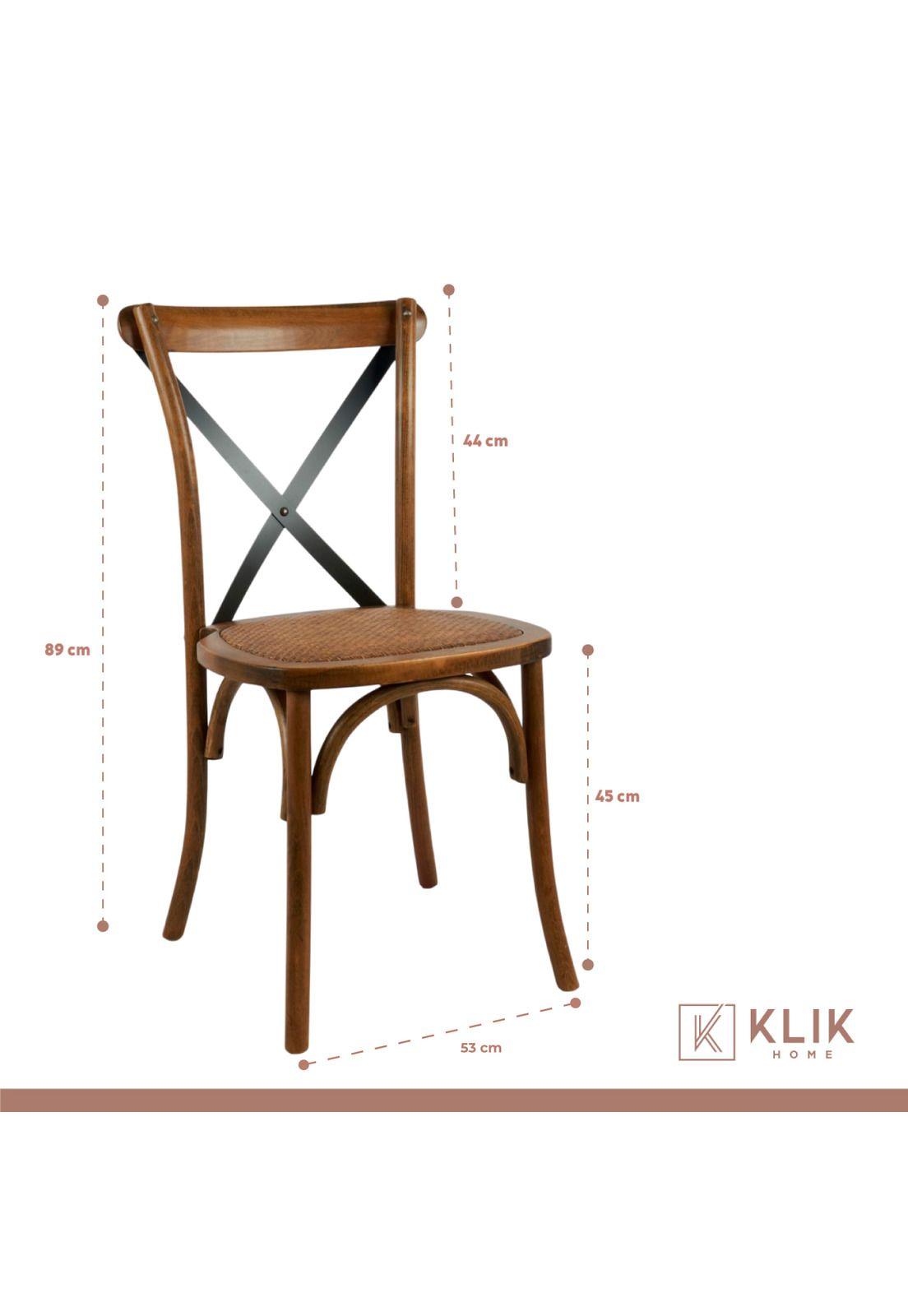 Pack de 4 Sillas Crossback Madera Rattan - Café Vintage-3