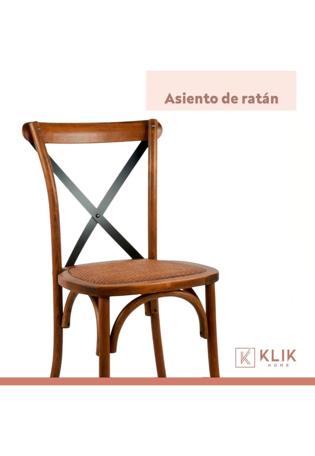 Pack de 4 Sillas Crossback Madera Rattan - Café Vintage-4
