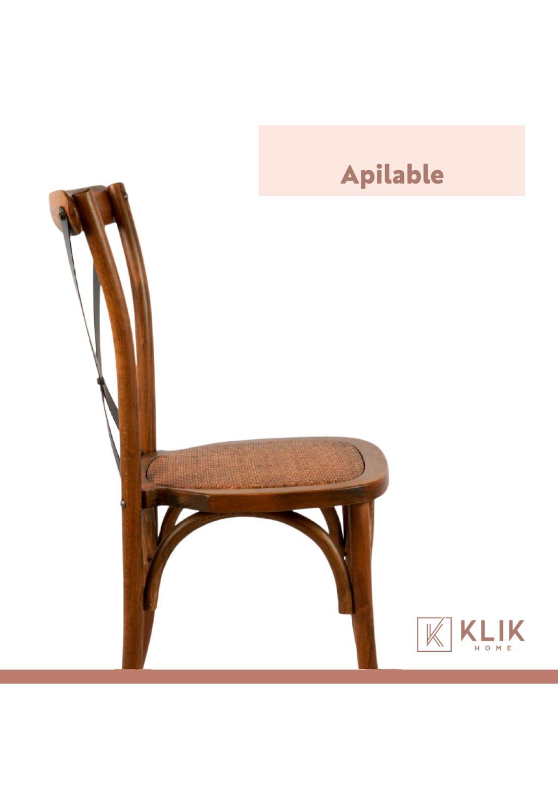 Pack de 4 Sillas Crossback Madera Rattan - Café Vintage-5