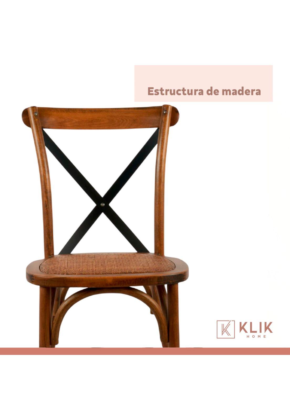 Pack de 4 Sillas Crossback Madera Rattan - Café Vintage-6