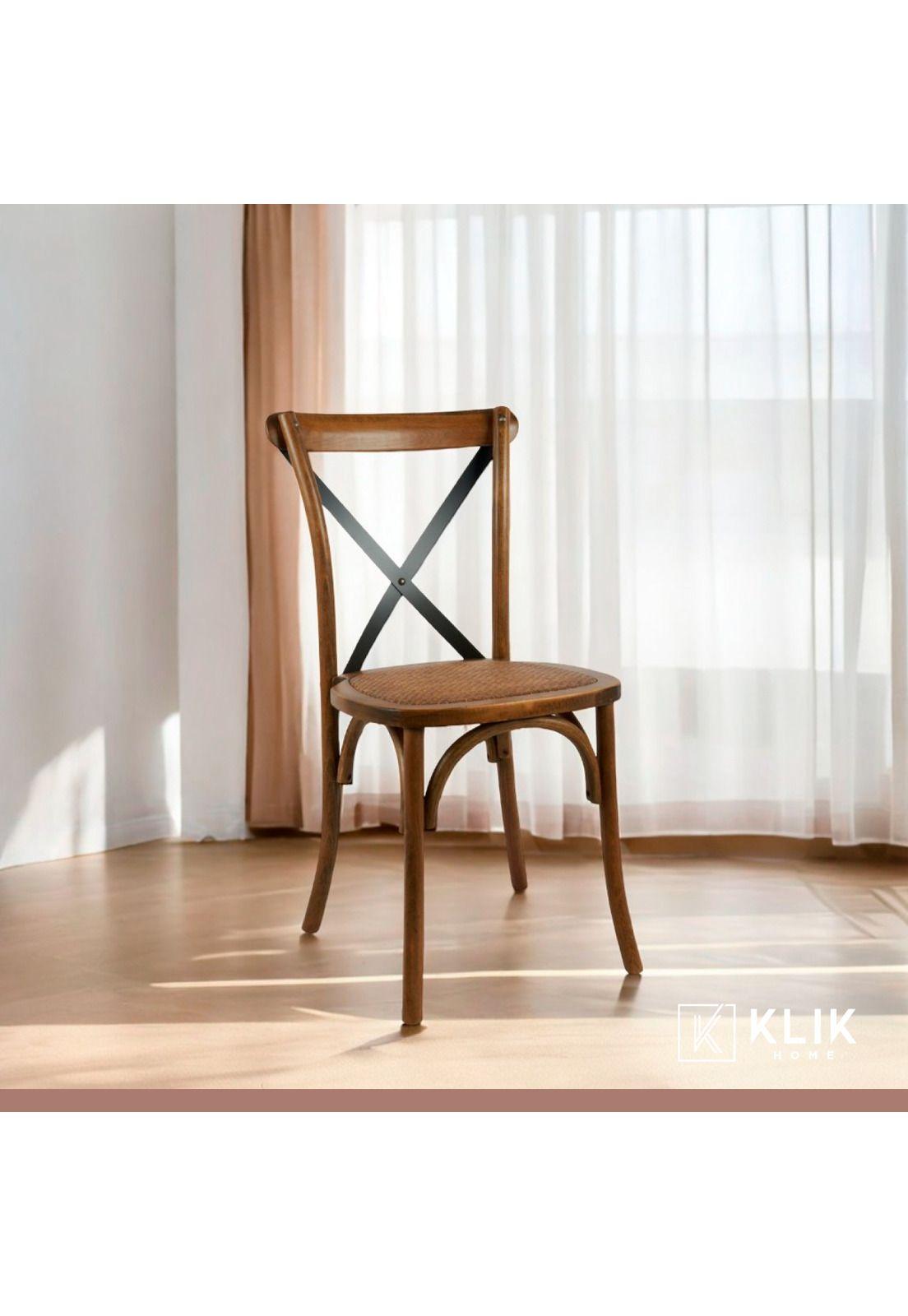 Pack de 4 Sillas Crossback Madera Rattan - Café Vintage-7