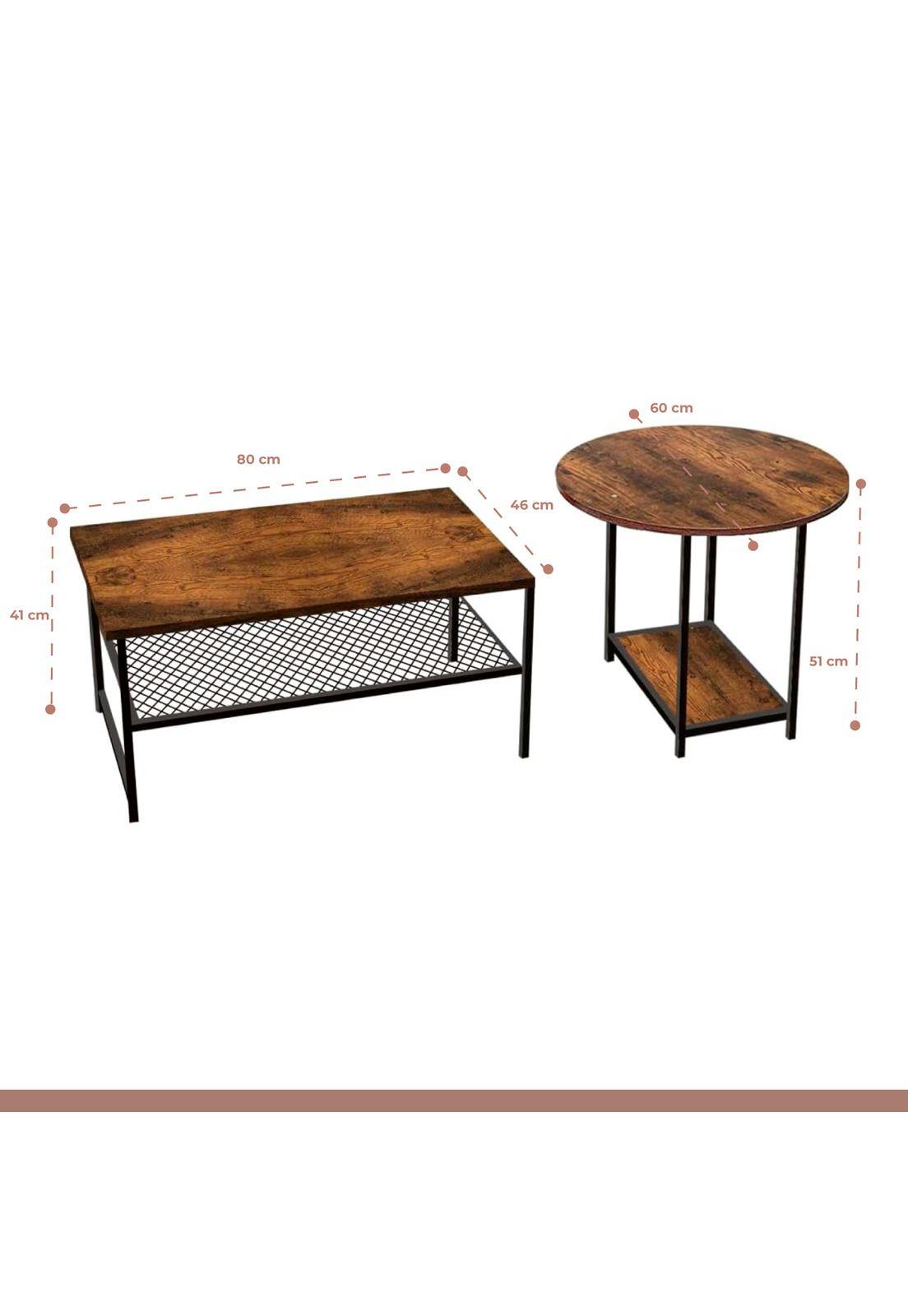 Set de Mesas de Centro Industrial en MDF - Diseño Dúo Modular-3