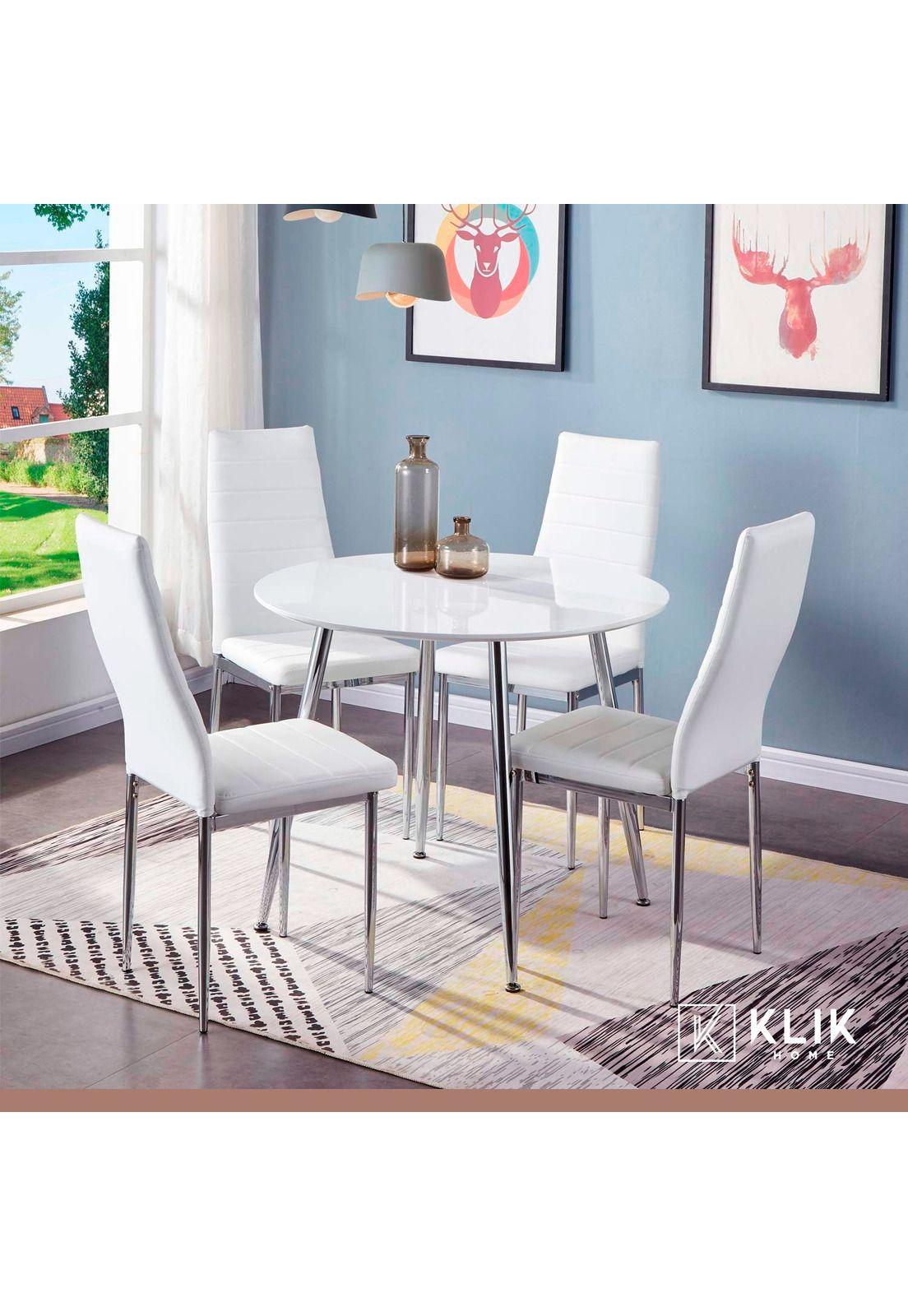 Silla Dining Acolchada Liana con patas cromadas - Blanca-7