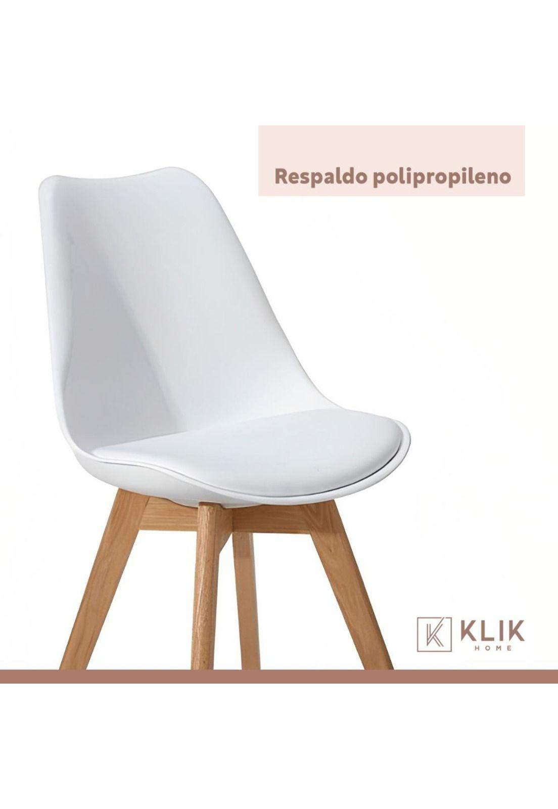 Comedor Mesa de Vidrio Nórdica 140x90 cm + 6 Sillas Tulip Blancas-6