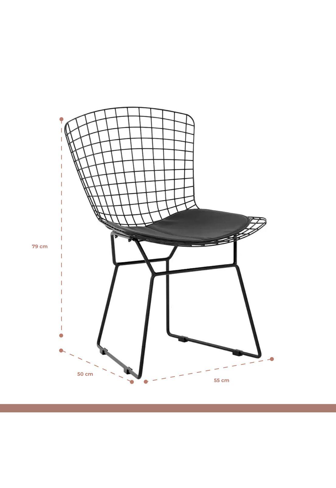 Pack de 4 Sillas Bertoia metal de terraza living comedor acolchada - Negra-3