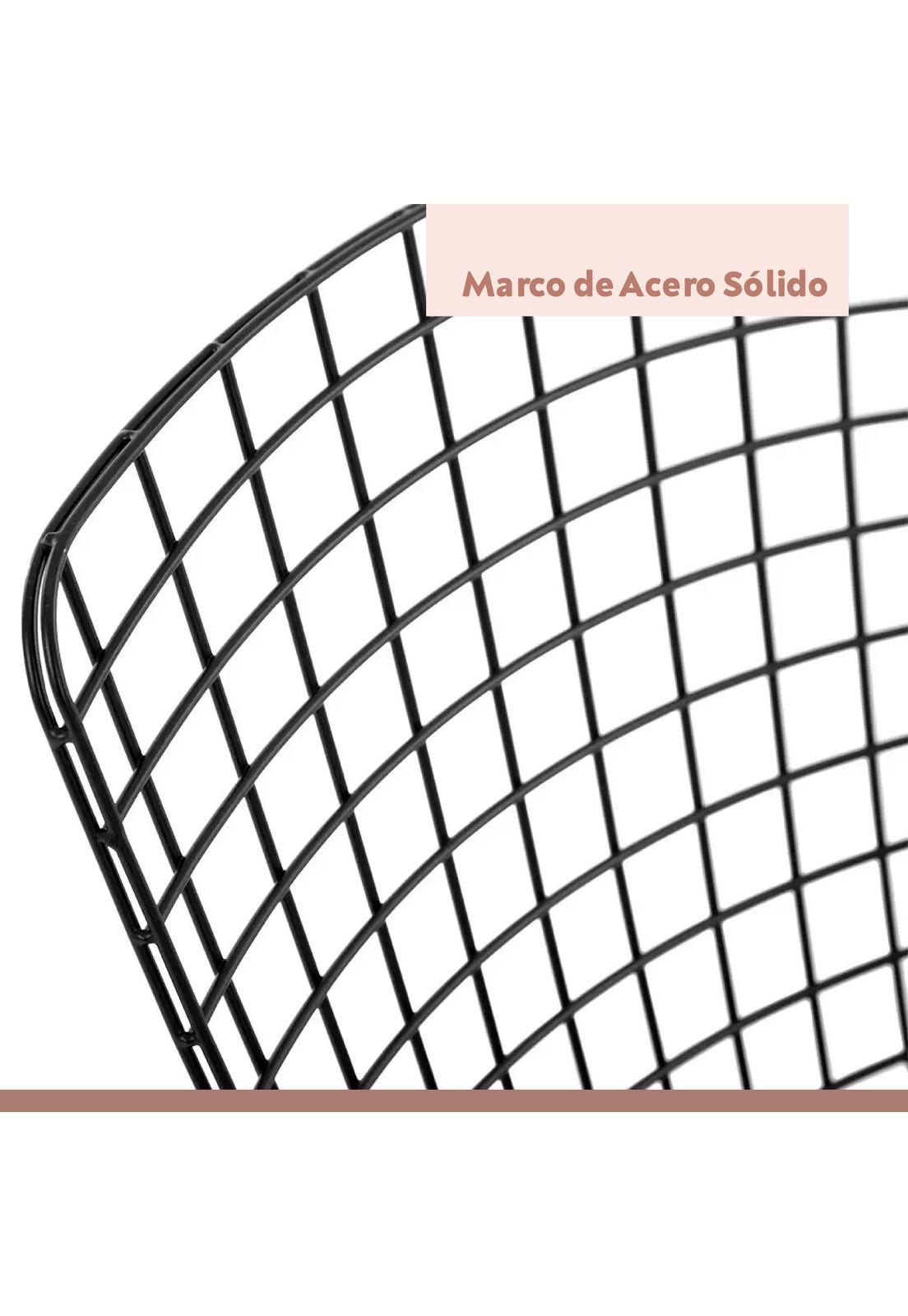 Pack de 4 Sillas Bertoia metal de terraza living comedor acolchada - Negra-4