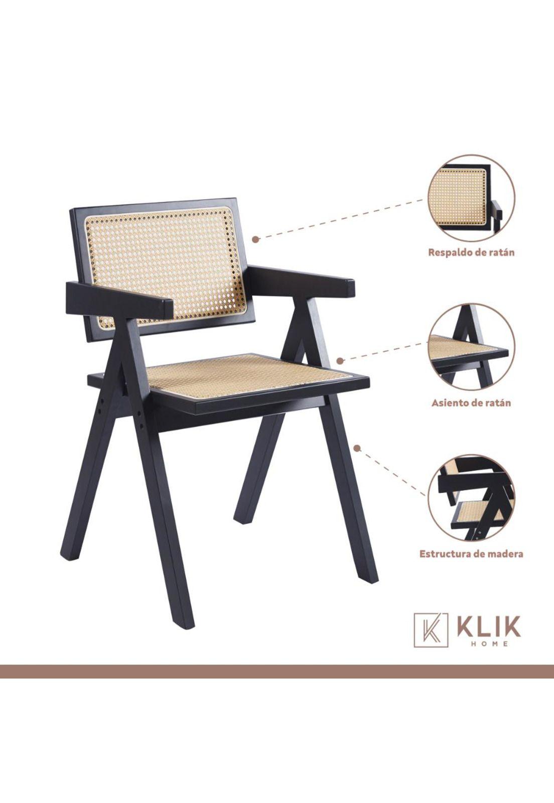 Pack de 4 sillas Chandigarh de madera - Negras-2