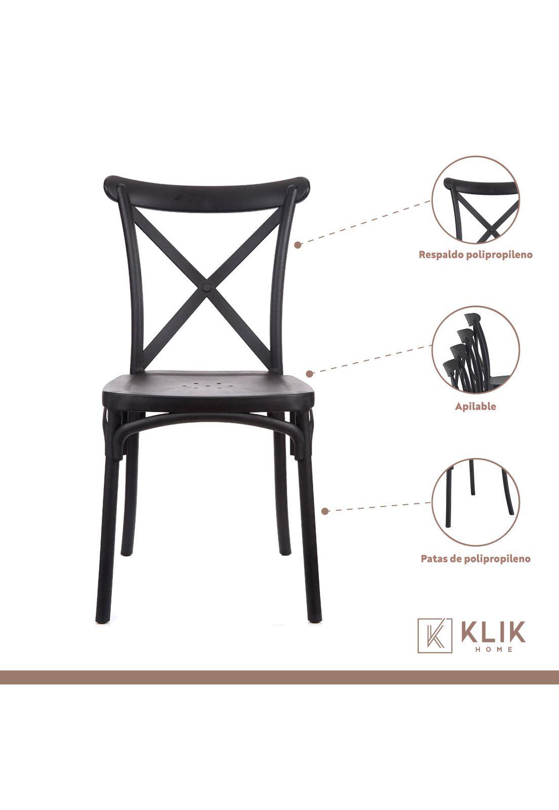 Comedor Mesa Eames Vidrio 80cm + 4 Sillas Crossback Negras-2