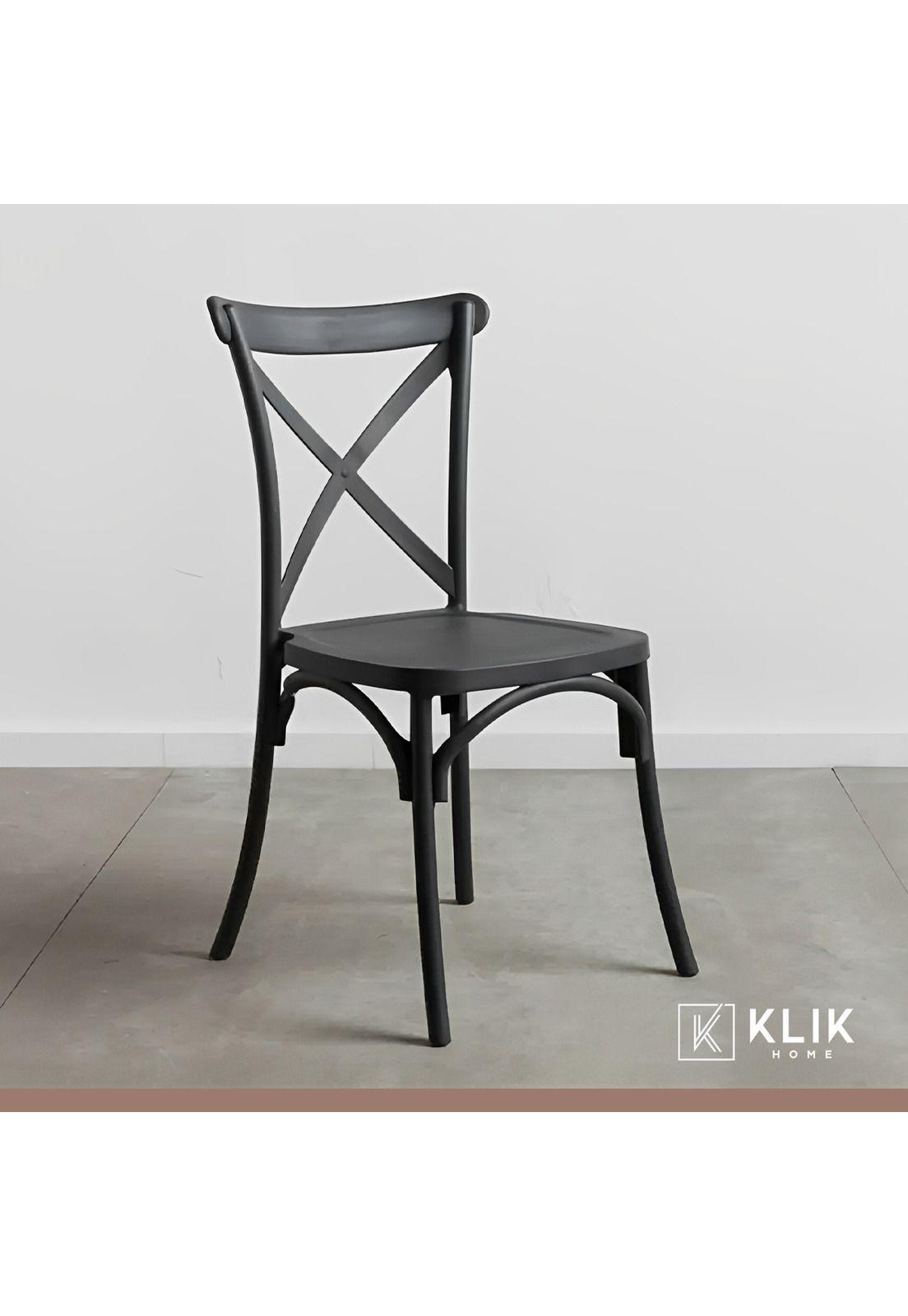 Comedor Mesa Eames Vidrio 80cm + 4 Sillas Crossback Negras-7