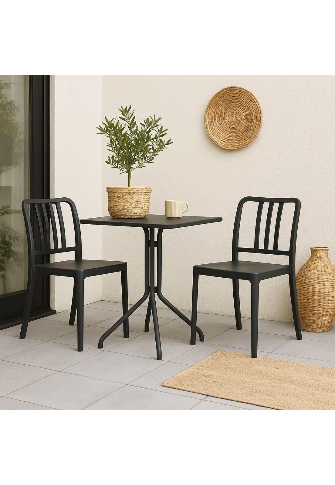 Silla de Comedor Restaurant o Terraza Alto Tráfico Navy - Negra-2
