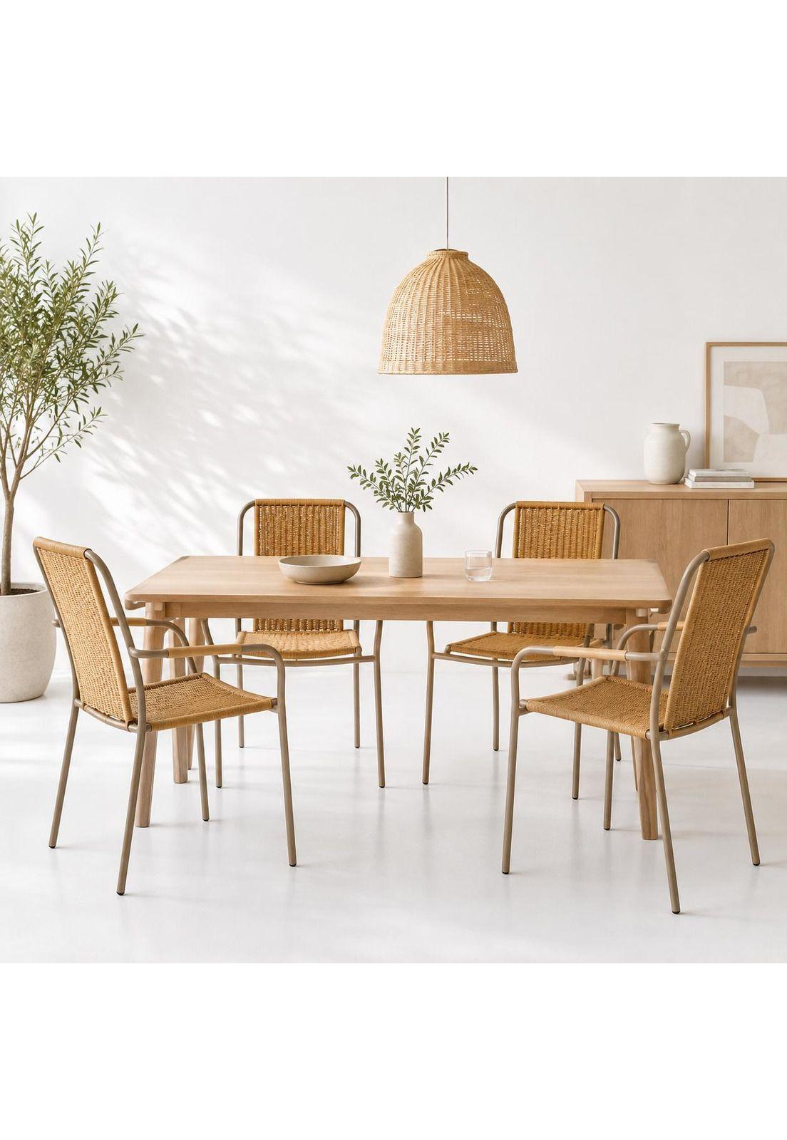 Pack de 4 Sillas Comedor o Exterior KAMBA Tejido - Color Trigo-1