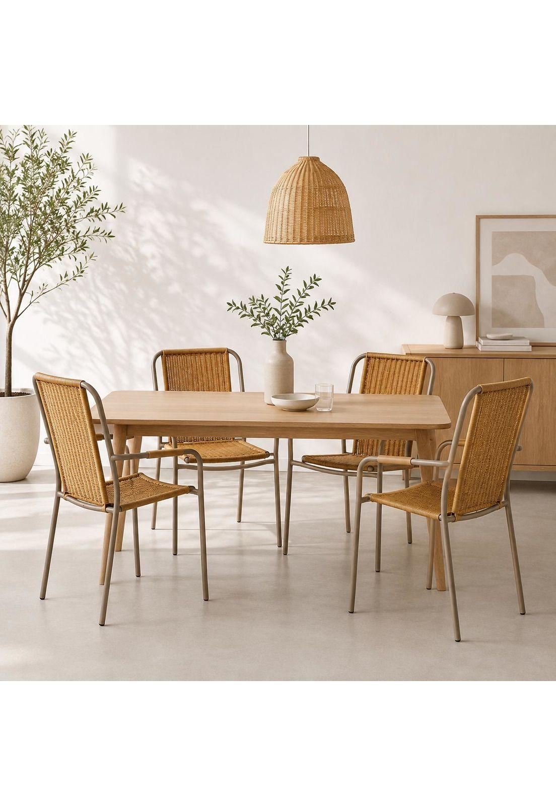 Pack de 4 Sillas Comedor o Exterior KAMBA Tejido - Color Trigo-2