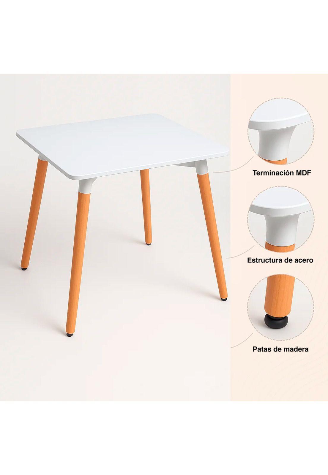 Mesa Cuadrada de Comedor Eames 80x80cm - Blanca-4