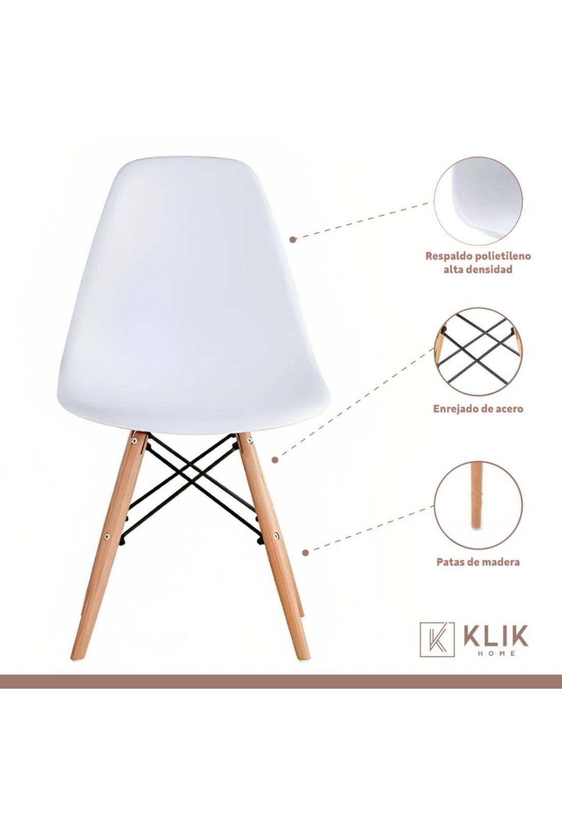 Comedor Mesa Eames Vidrio 100cm + 4 Sillas Eames Blancas-3