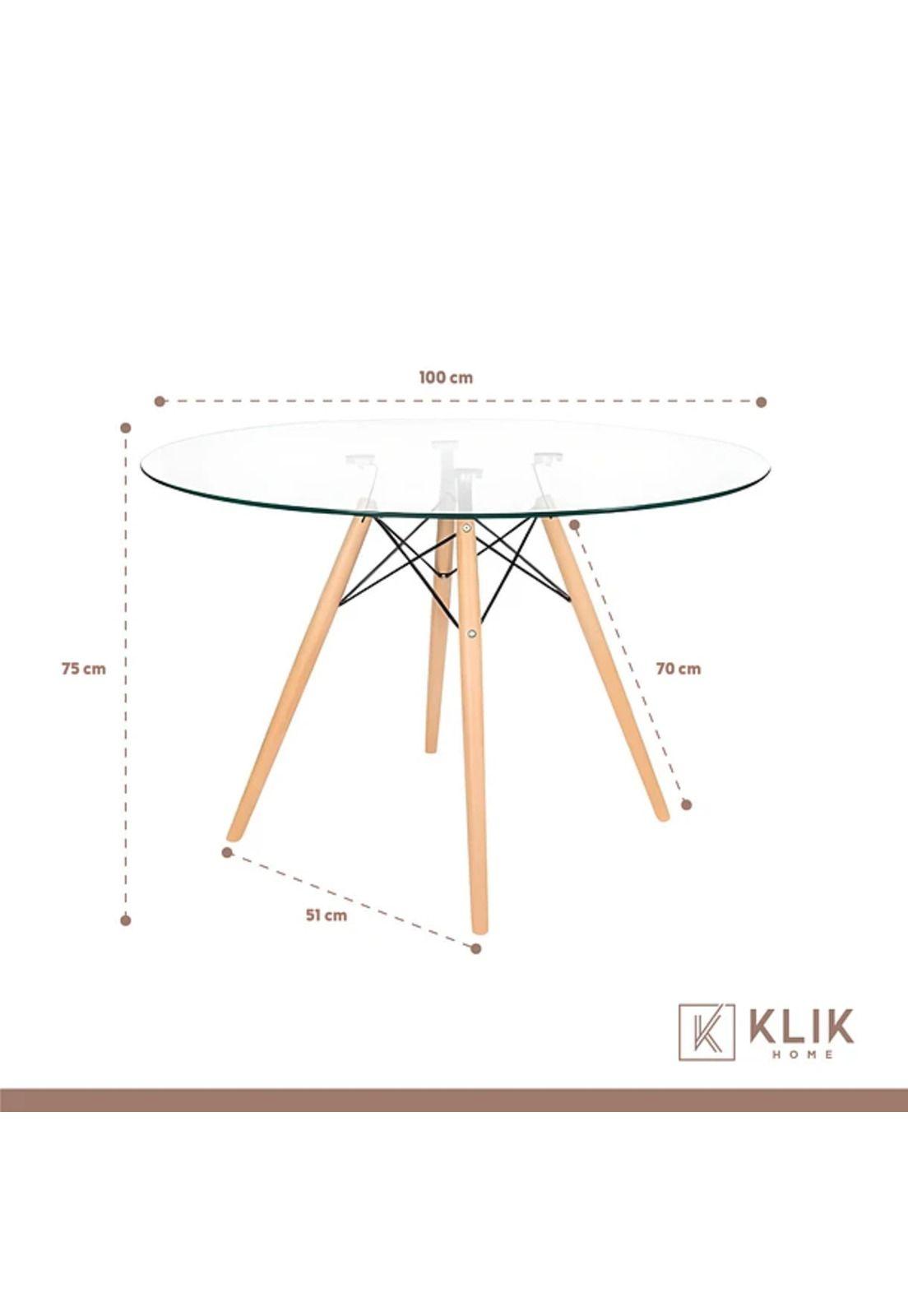 Comedor Mesa Eames Vidrio 100cm + 4 Sillas Eames Blancas-4