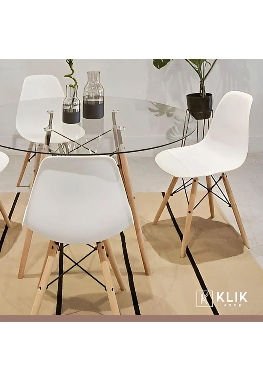 Comedor Mesa Eames Vidrio 100cm + 4 Sillas Eames Blancas-7
