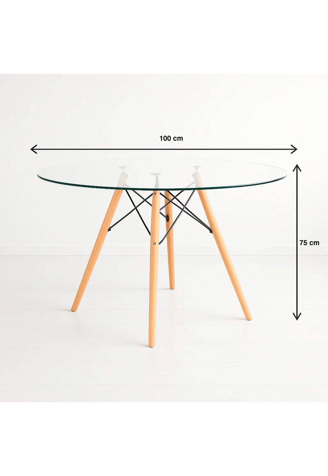 Mesa de Comedor Eames 100cm redonda vidrio-3