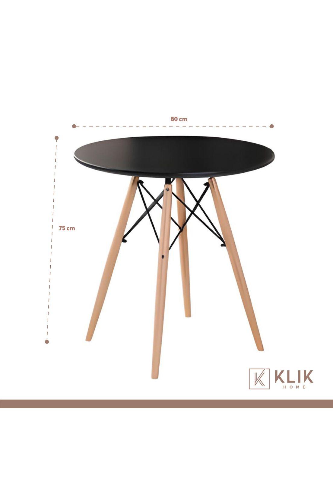 Comedor Mesa Redonda Negra 80cm + 4 Sillas Radar Negras-4