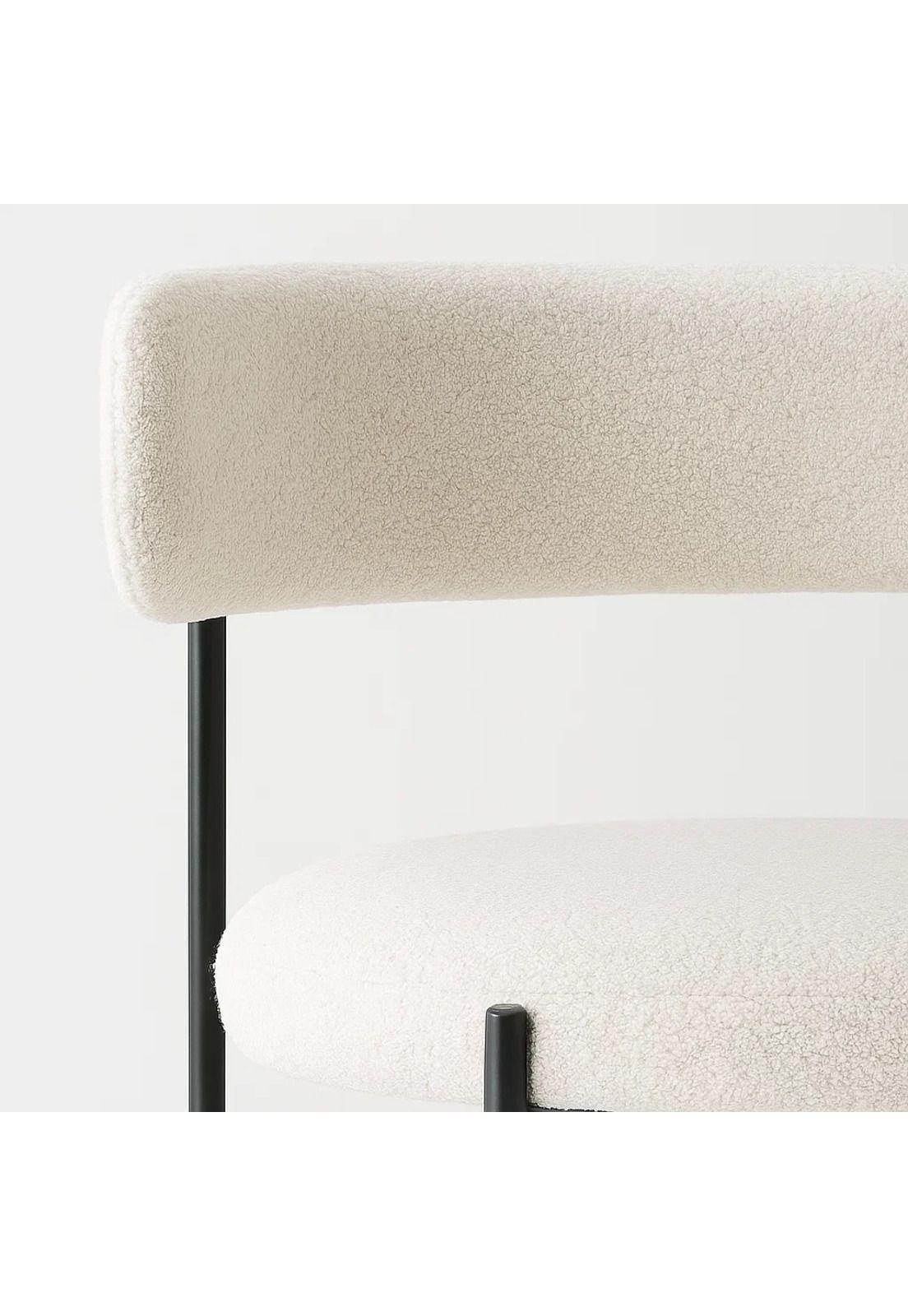 Silla Teddy de Tela con Patas Metálicas Negras - Crema-5