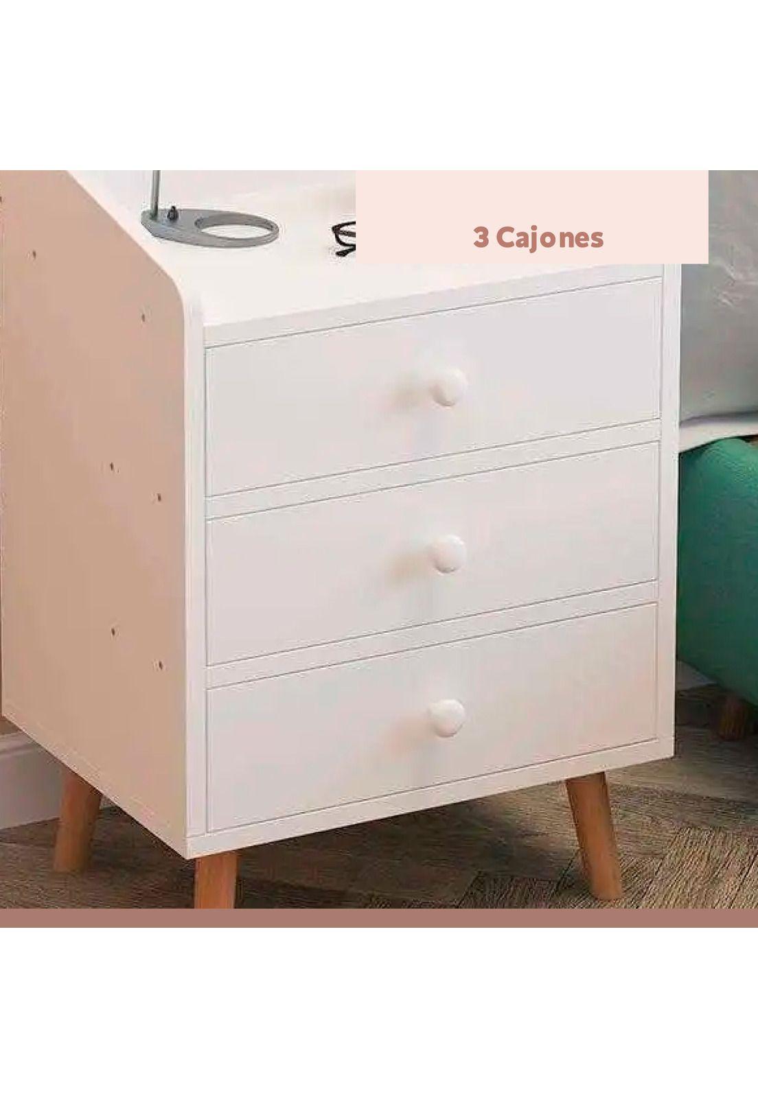 Velador 3 Cajones Blanco S007-5