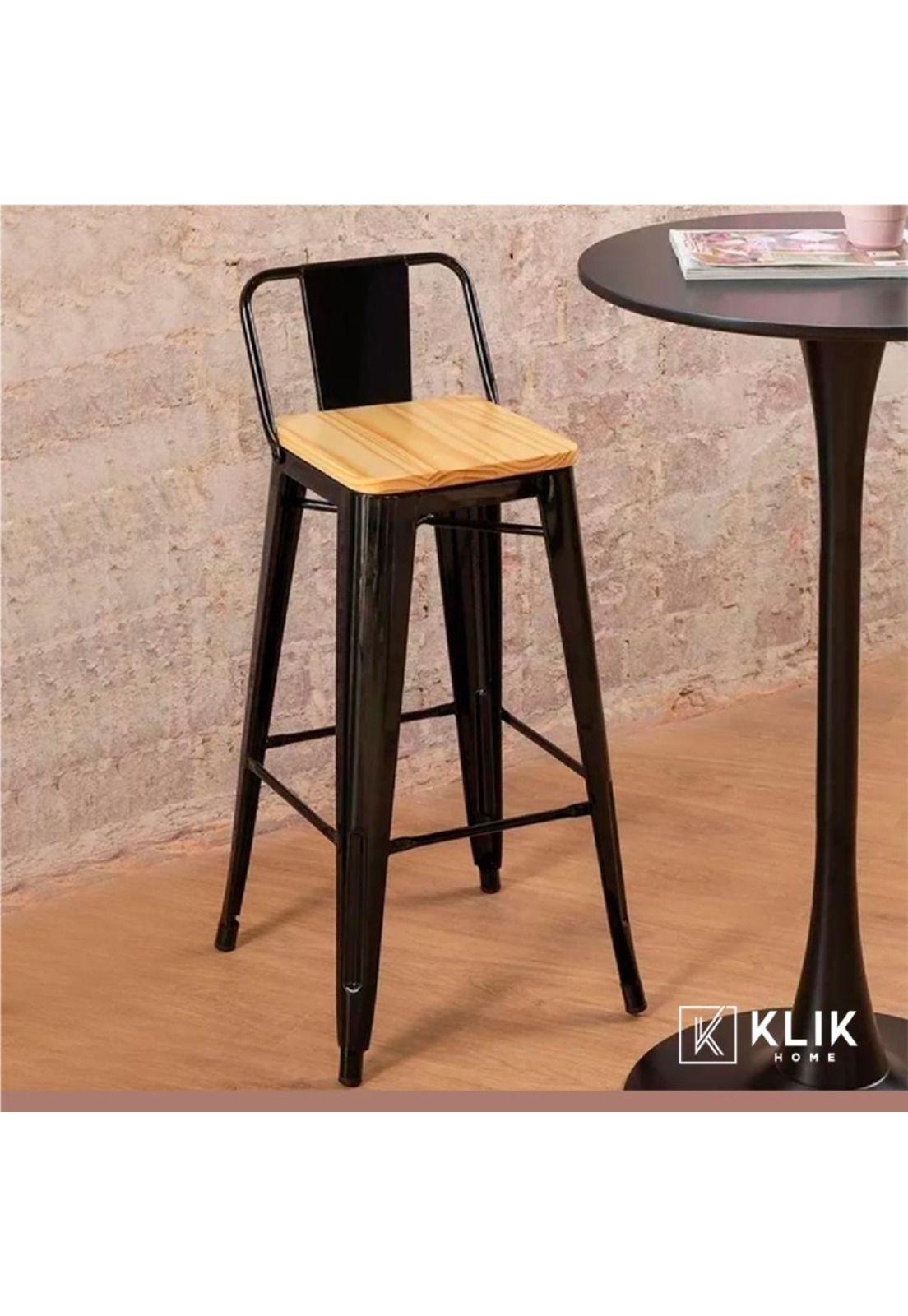 Pack de 4 Taburetes Tolix Con Asiento De Madera Clara - Negros-7