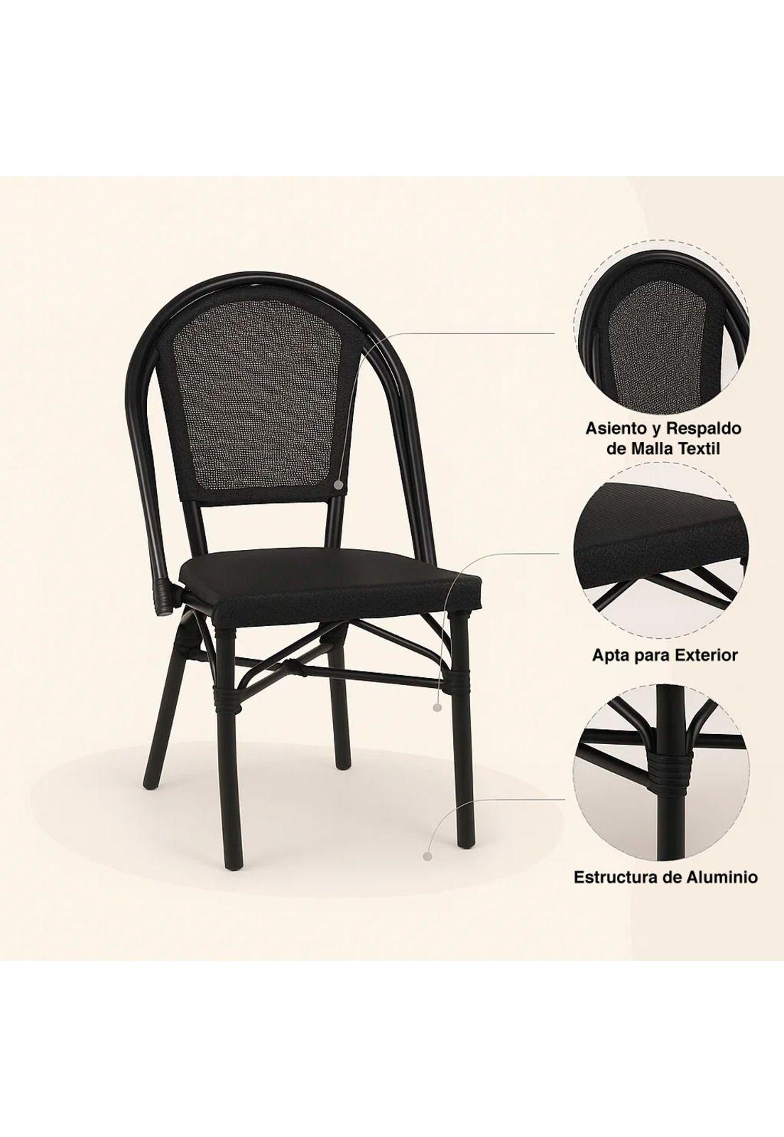 Silla Bistro Parisina Textileno - Negro-3