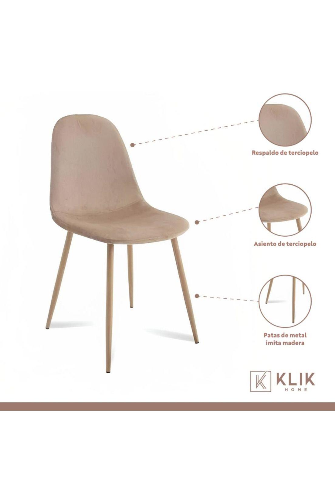 Comedor mesa de vidrio 120x80 + 6 Sillas Spoon Terciopelo beige-3