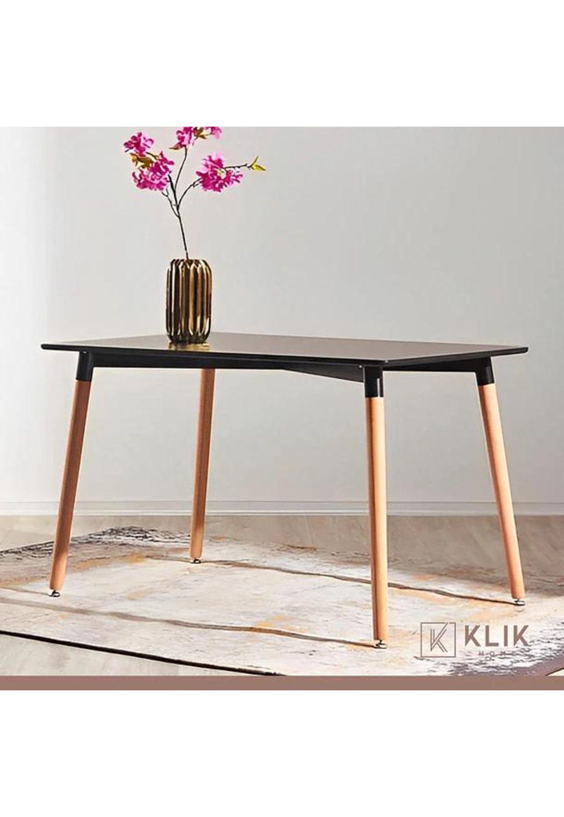 Comedor mesa rectangular negra 120x80 cm + 6 sillas Patchwor-1
