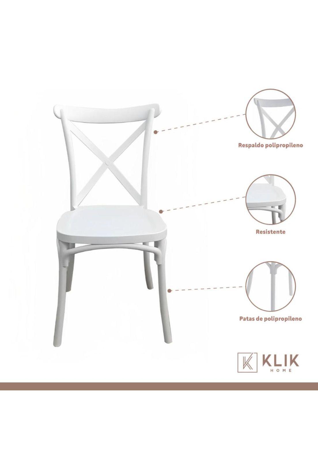 Comedor Eames 80cm redonda Blanca + 4 Sillas Crossback Danubio Blancas-2