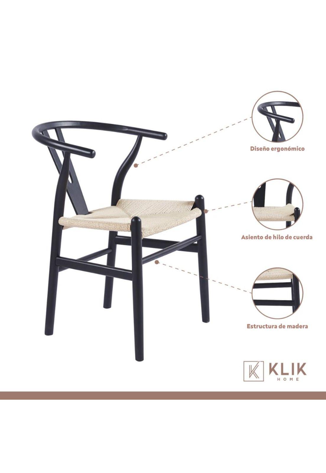 Pack 2 Sillas Wishbone Madera - Negra-2