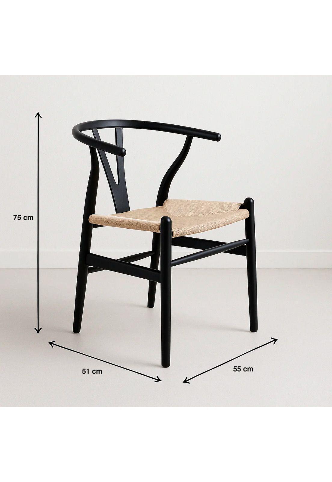 Pack 2 Sillas Wishbone Madera Asiento Claro - Negra-3