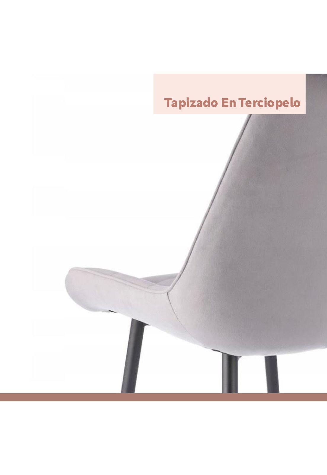 Pack de 4 Sillas de Comedor Macron Acolchada Terciopelo - Gris-6