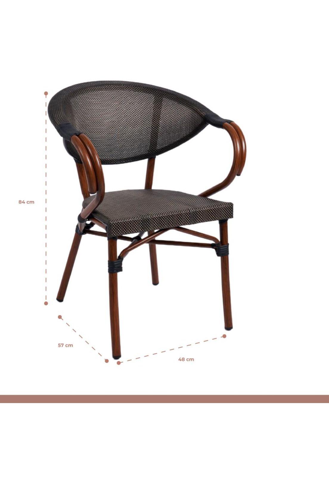 Pack de 4 Sillas Bistro Parisina  Textileno con reposabrazos - Café Oscuro-3