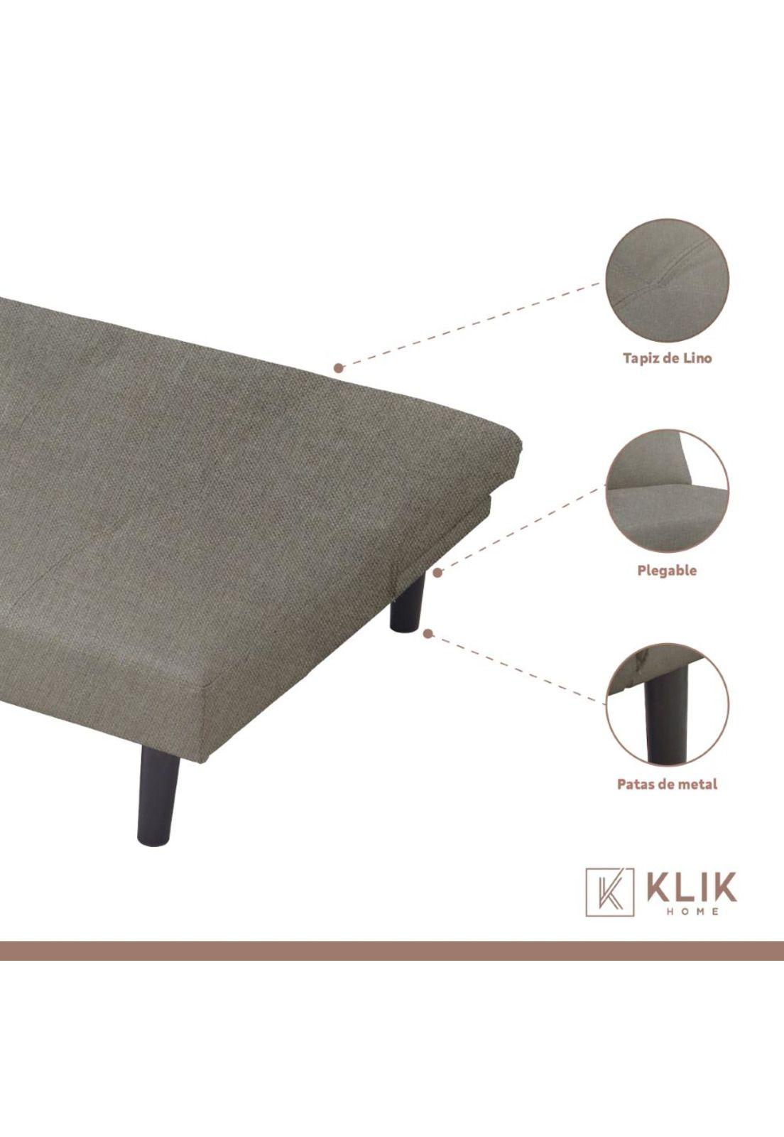 Futón Sofá Cama 2 cuerpos Sofía - Lino Gris-2