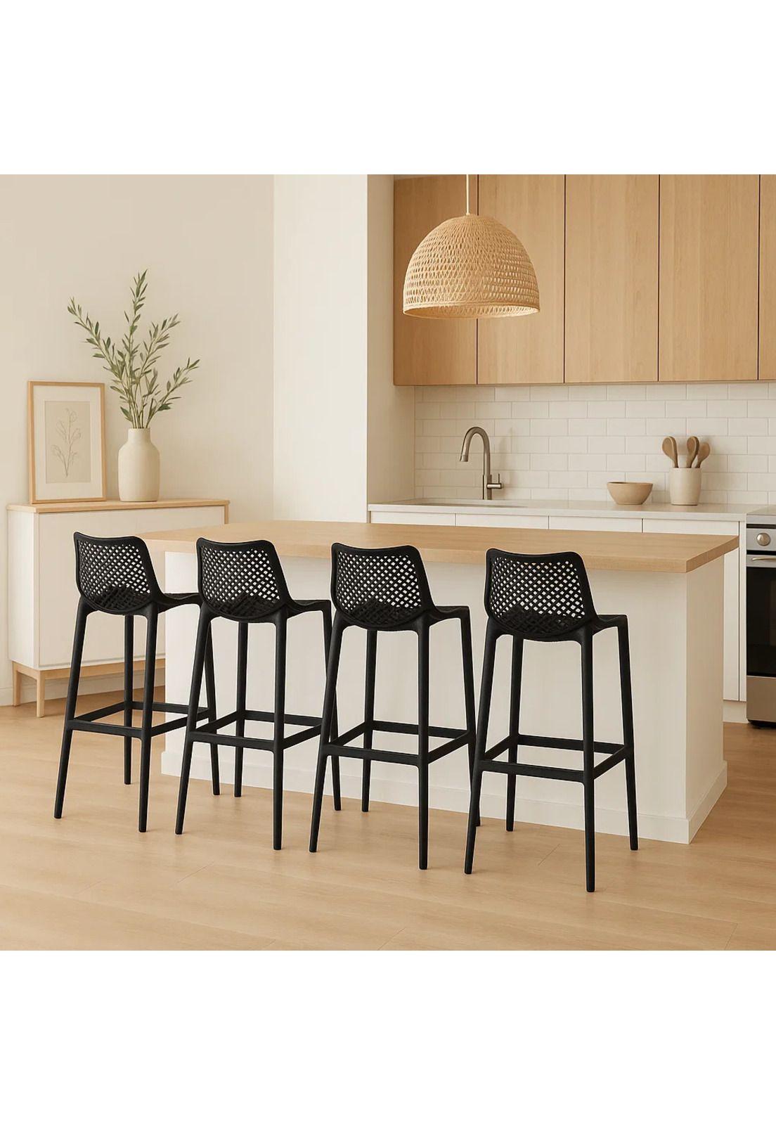 Pack de 4 Taburetes Piso de Bar Air Berlín - Negros-2