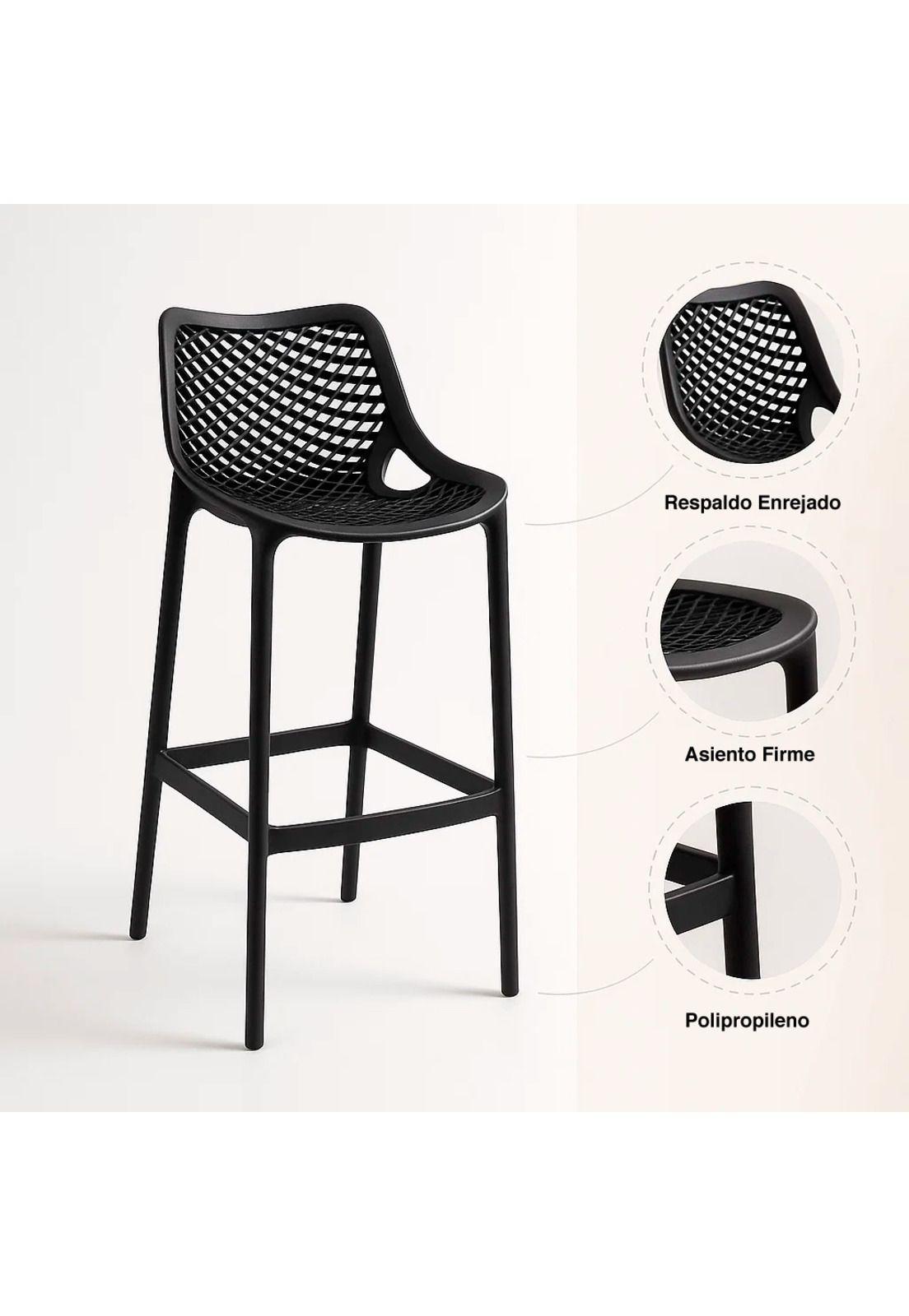 Pack de 4 Taburetes Piso de Bar Air Berlín - Negros-5