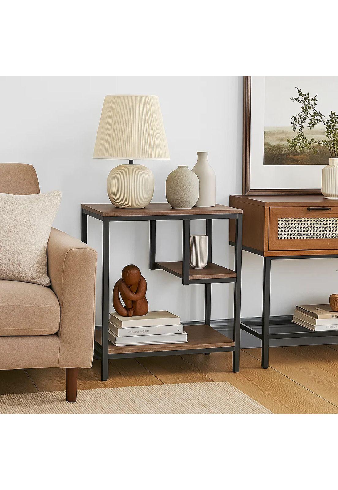 Mesa Auxiliar de 3 Niveles con Estantes Abiertos-2