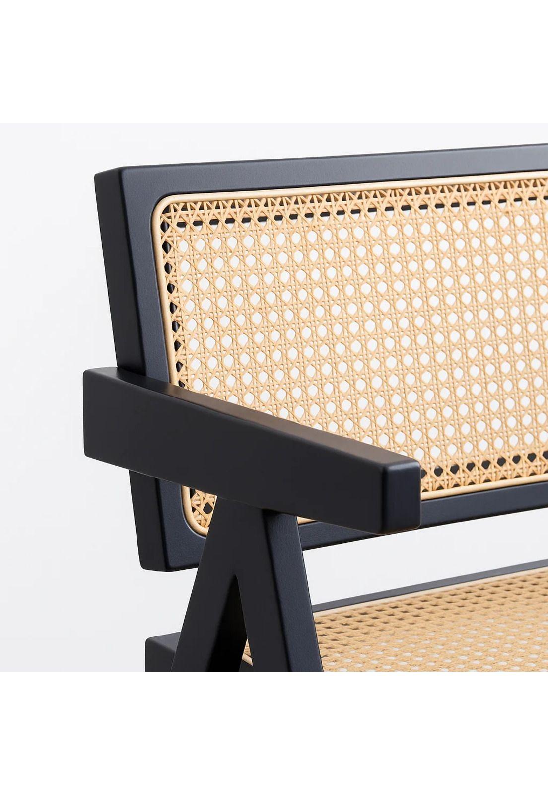 Silla Sitial Butaca Chandigarh Madera Rattan Negra-5