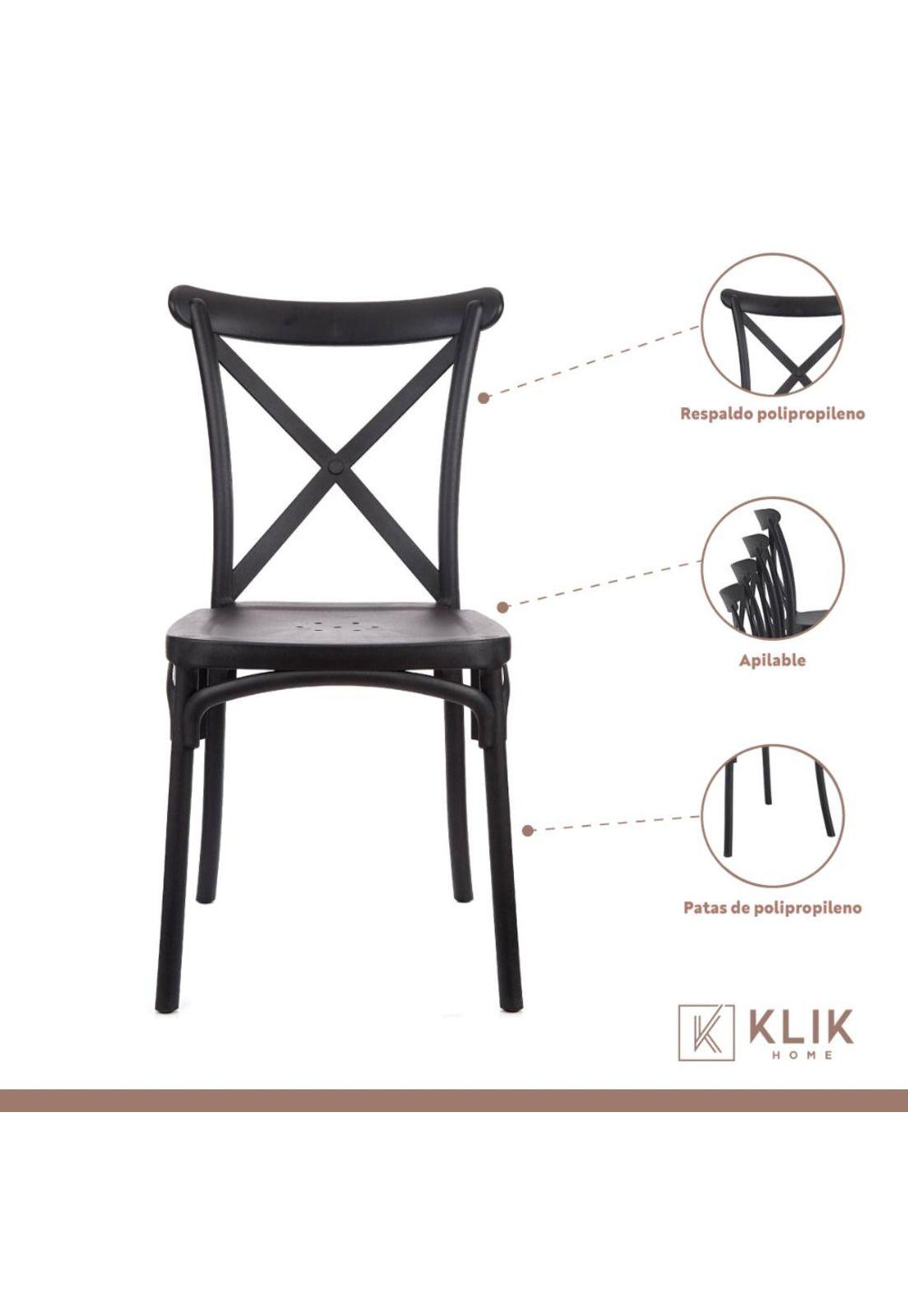 Mesa restaurant 70x70 Tubo Metal cubierta MDF + 4 Sillas Crossback Danubio - Negra-2