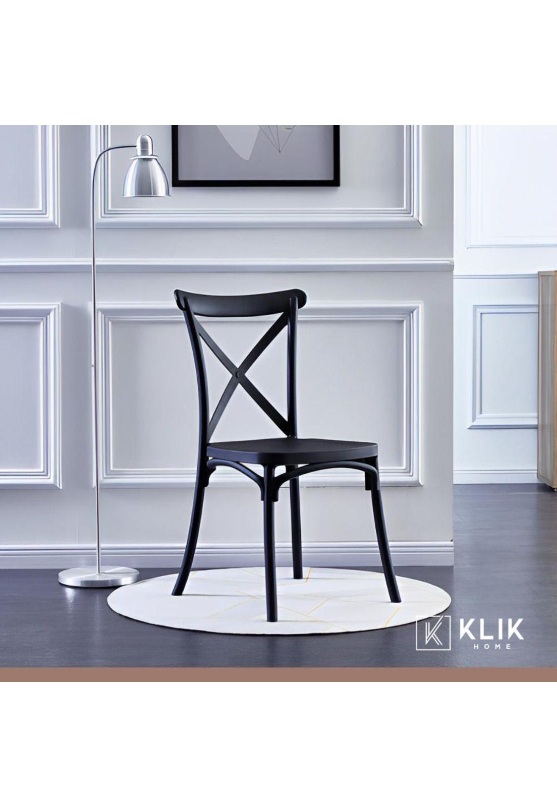 Mesa restaurant 70x70 Tubo Metal cubierta MDF + 4 Sillas Crossback Danubio - Negra-7