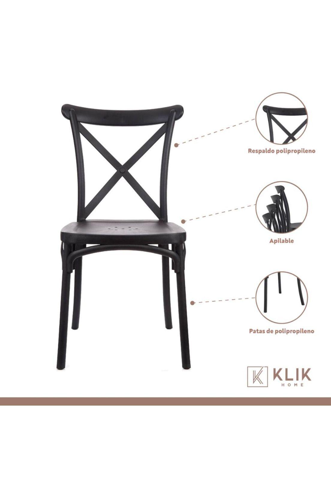 Mesa restaurant 70x70 Tubo Metal cubierta MDF + 4 Sillas Crossback Danubio - Negra-2