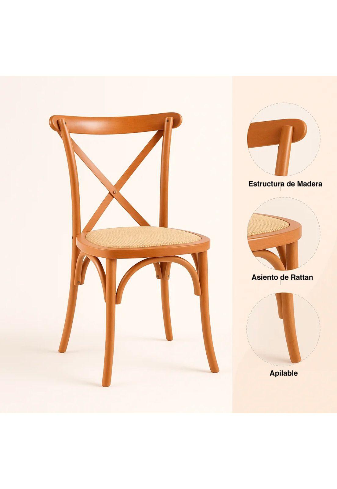 Silla Crossback Madera Rattan Natural-4