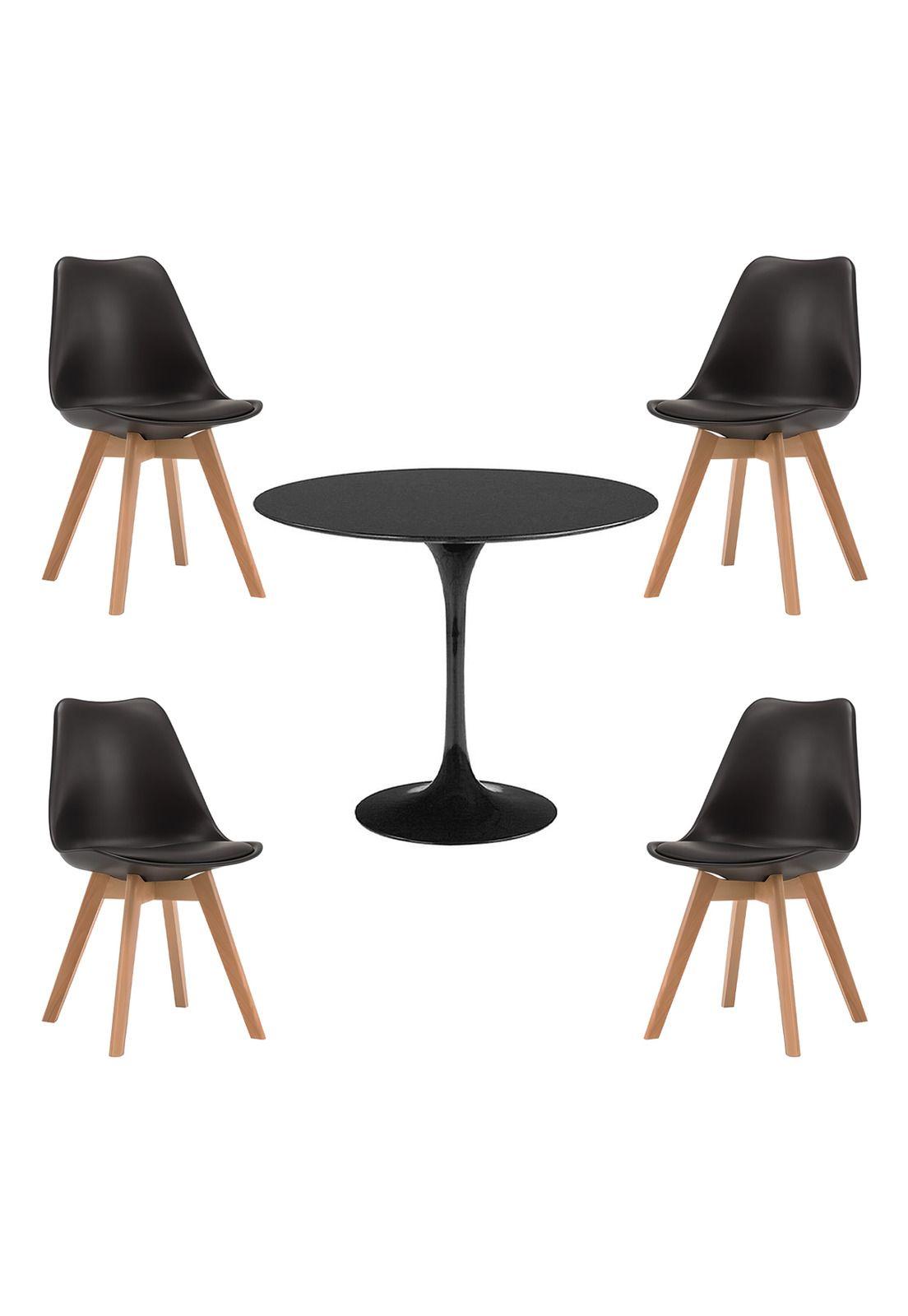 Comedor Tulip Negro 80cm - 4 Sillas tulip negras-0