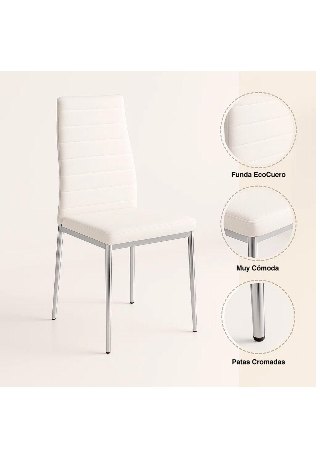 Pack de 2 Sillas Acolchadas Dining Liana con patas cromadas - Blancas-4