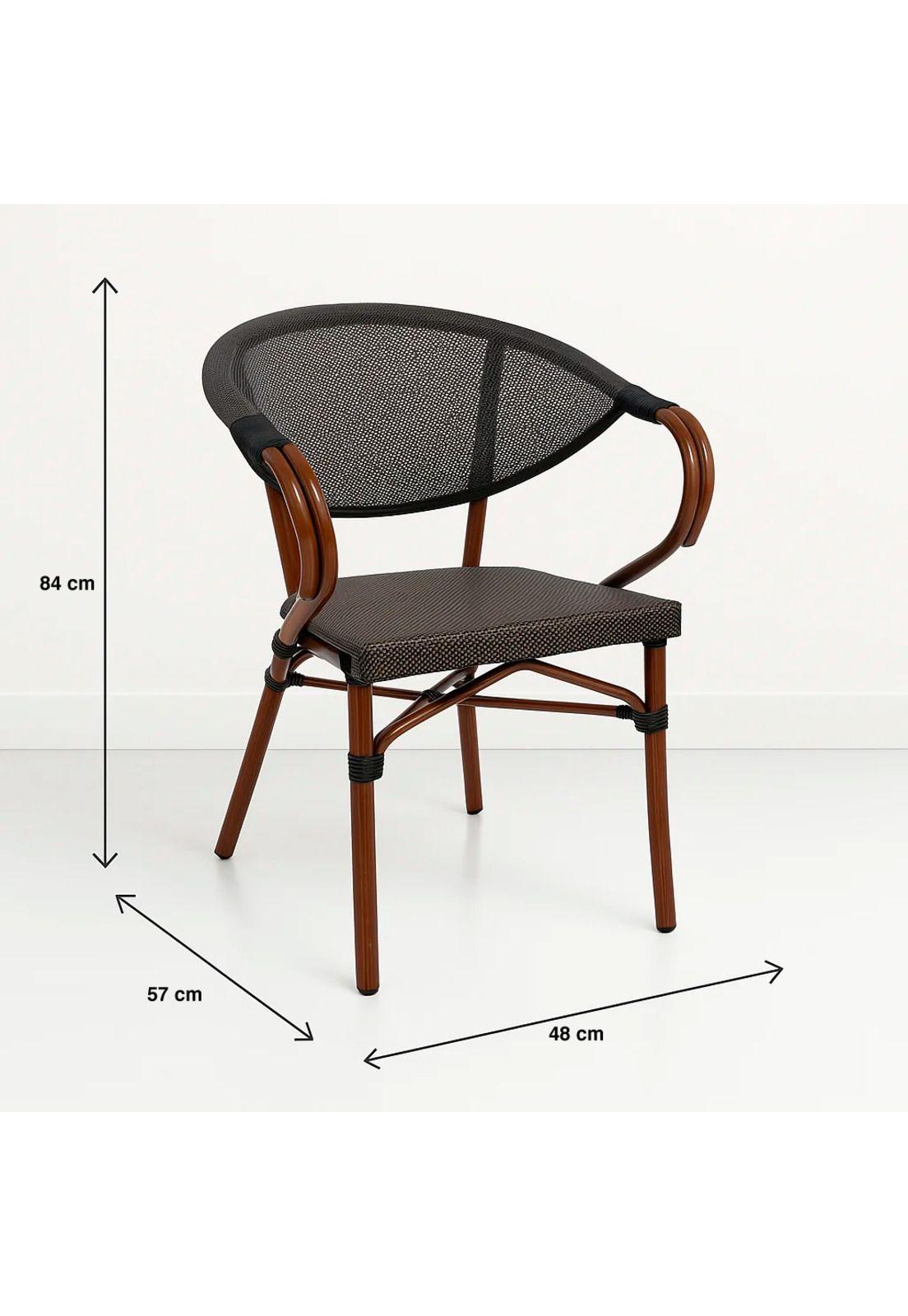 Silla Bistro Parisina Textileno con reposabrazos - Café Oscuro-3