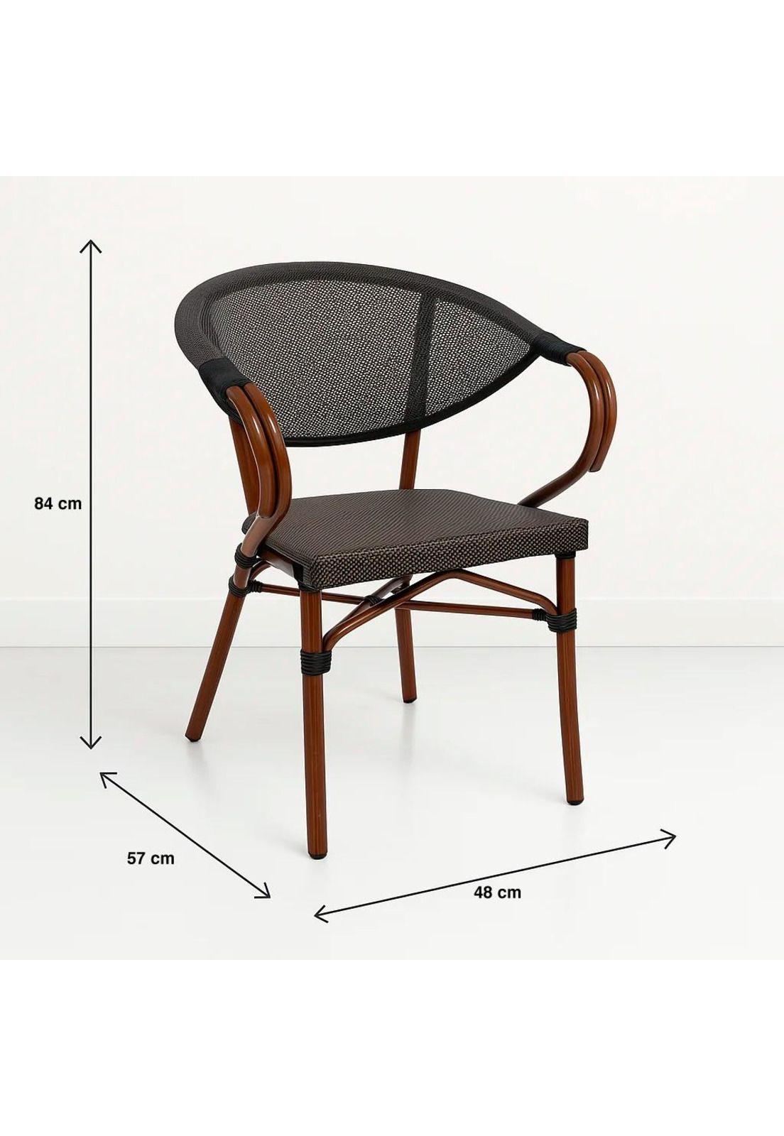 Pack de 4 Sillas Bistro Parisina Textileno con reposabrazos - Café Oscuro-3